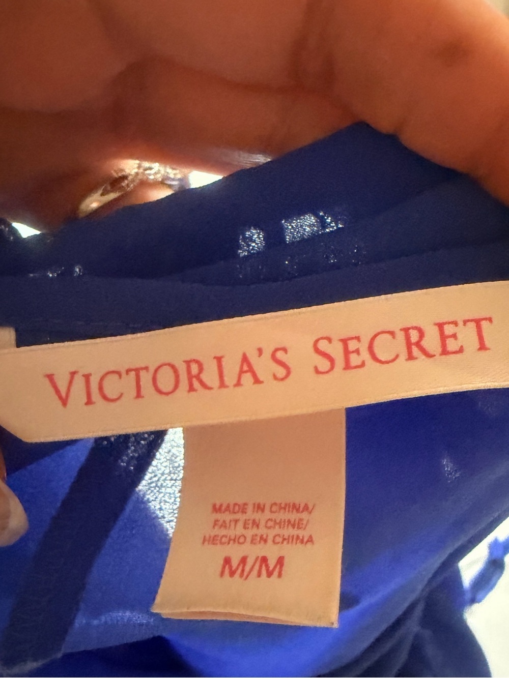 Y2K Victoria's Secret Royal Blue Chiffon Lace-Trim Slip Dress - Picture 3 of 5